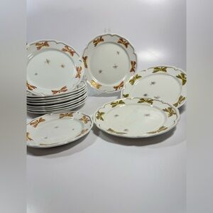 13pc (12+1) Antique Tiffany & Co. 8” Plates Dragonfly/Butterfly/ Bows Numbered